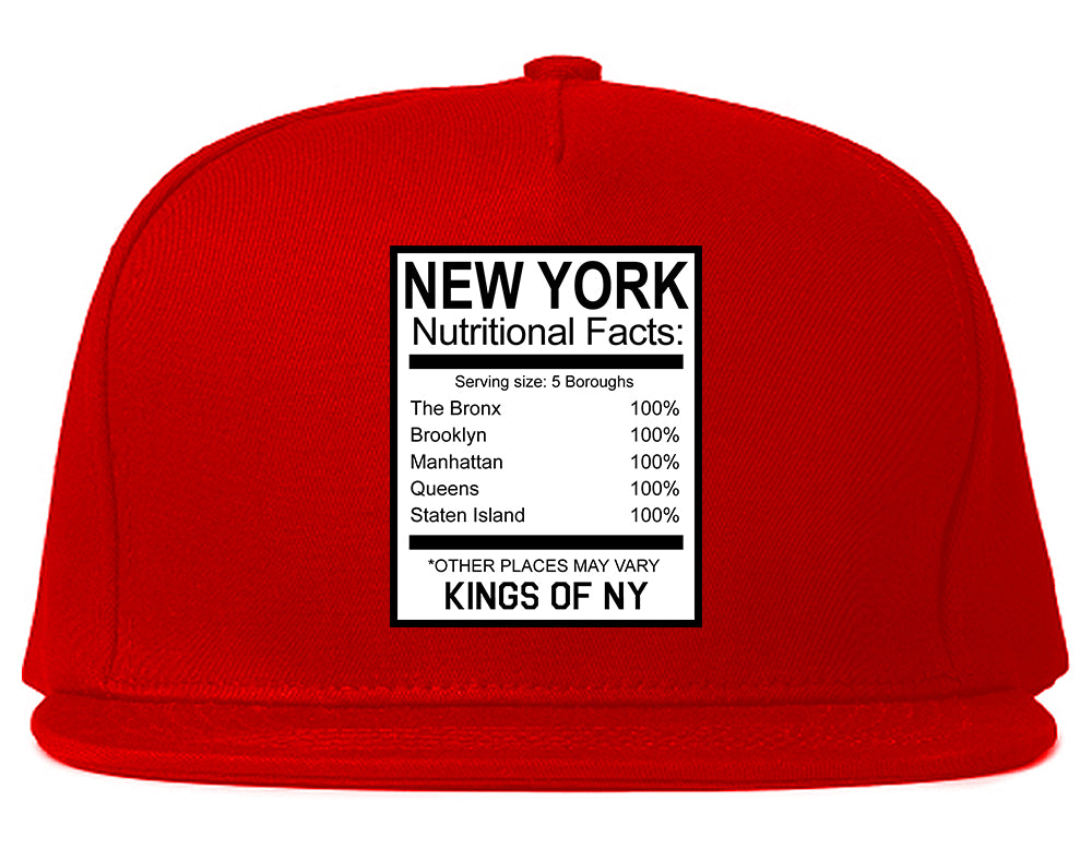 New York Nutritional Facts Red Snapback Hat