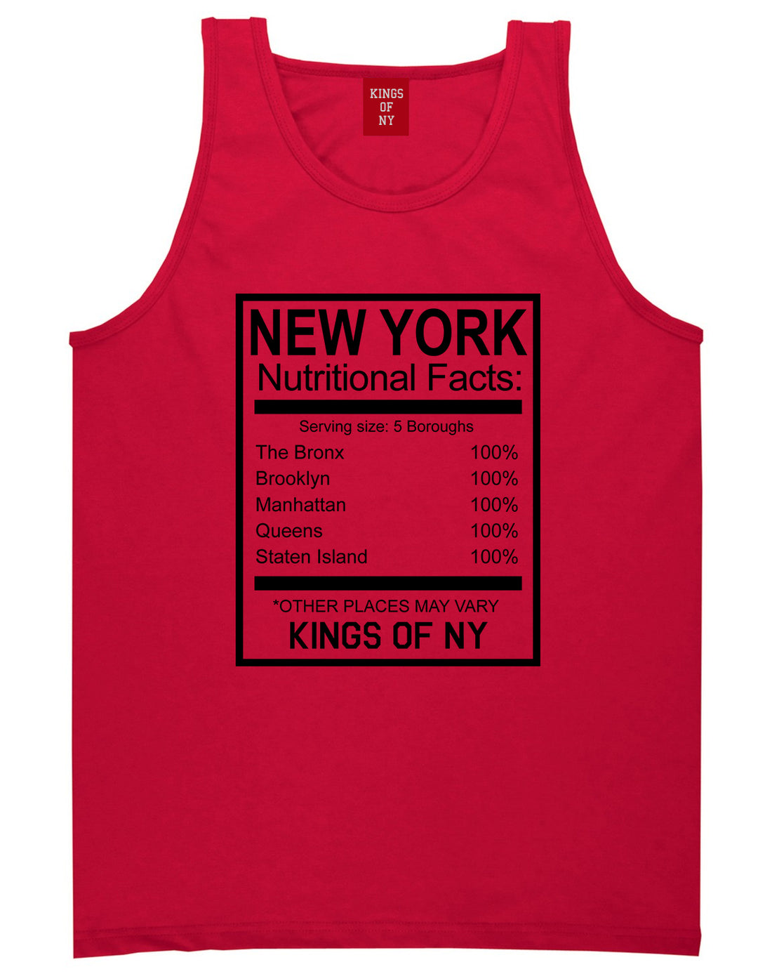New York Nutritional Facts Tank Top Shirt in Red