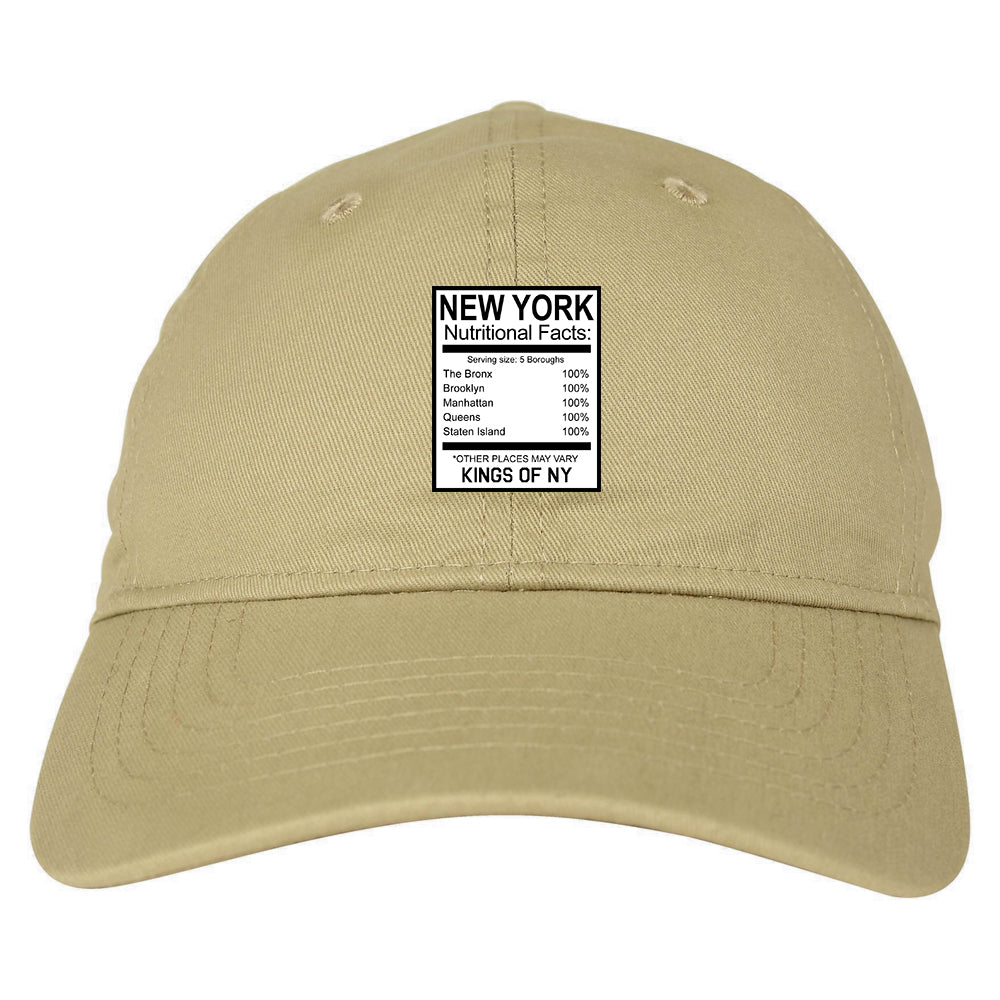 New York Nutritional Facts Tan Dad Hat