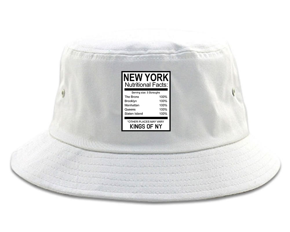 New York Nutritional Facts White Bucket Hat