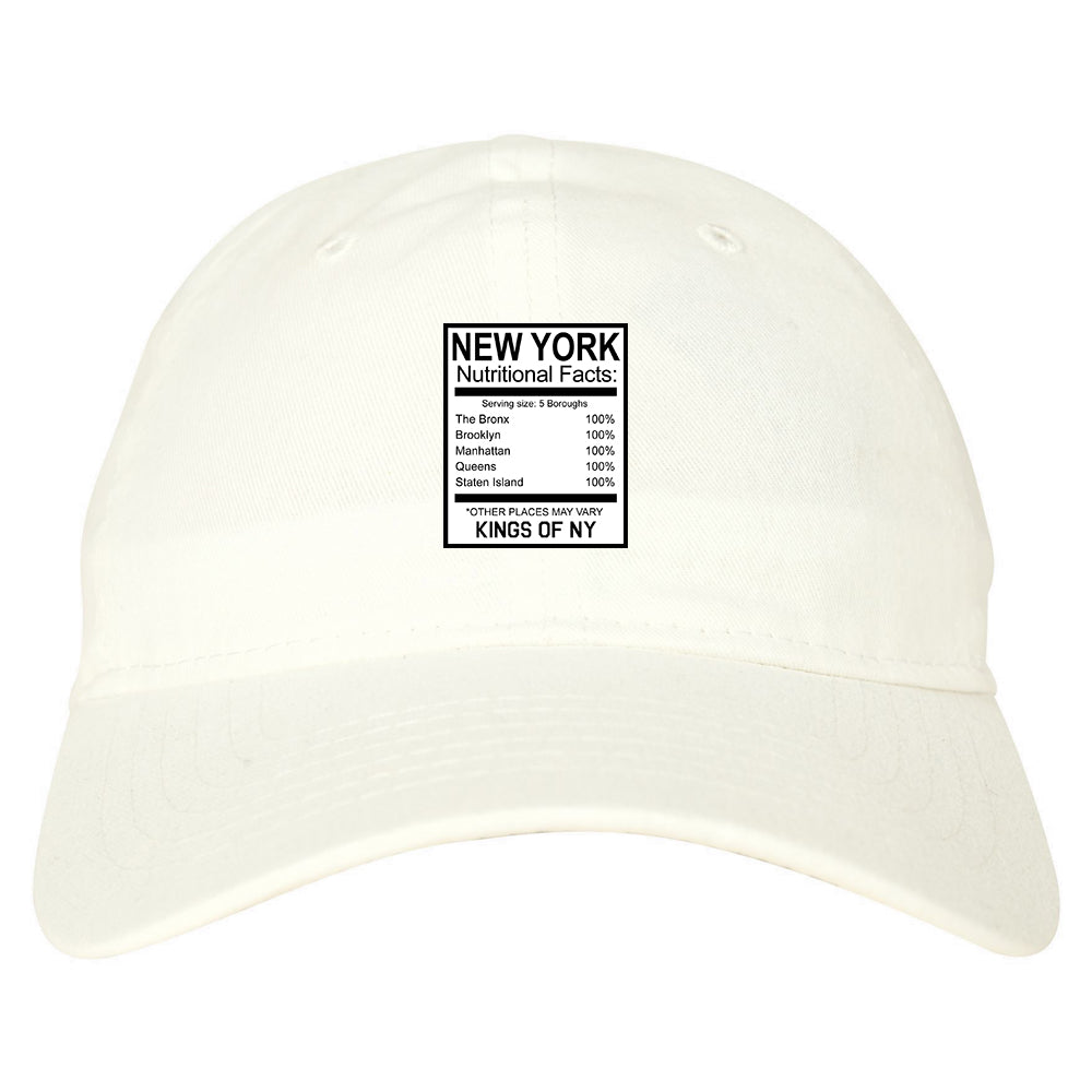 New York Nutritional Facts White Dad Hat