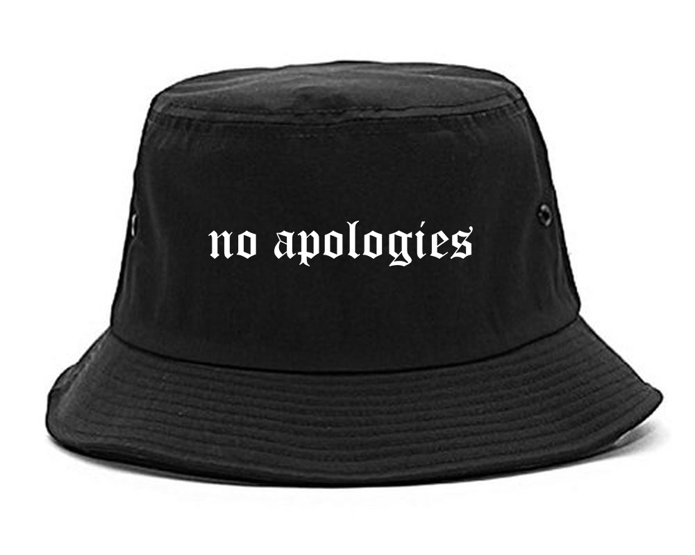 No Apologies Old English Mens Bucket Hat Black