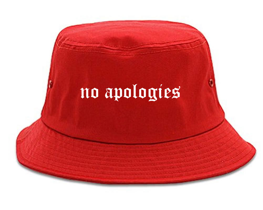 No Apologies Old English Mens Bucket Hat Red