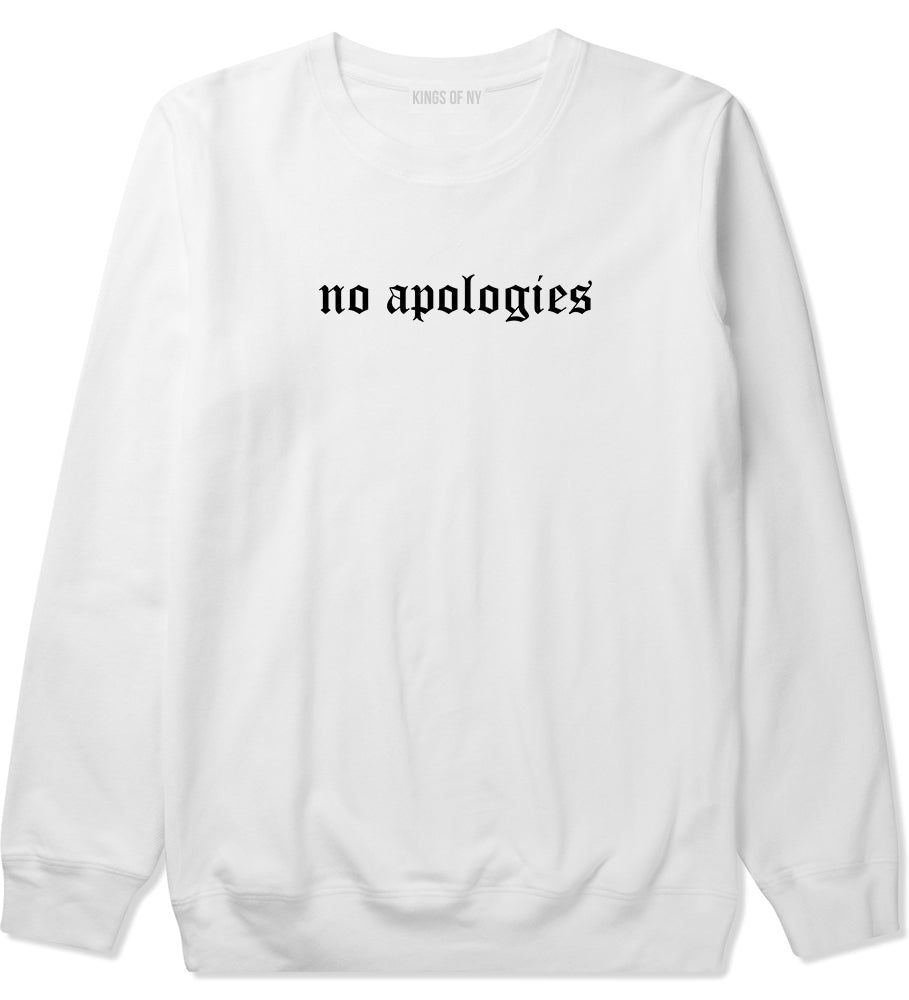 No Apologies Old English Mens Crewneck Sweatshirt White by Kings Of NY