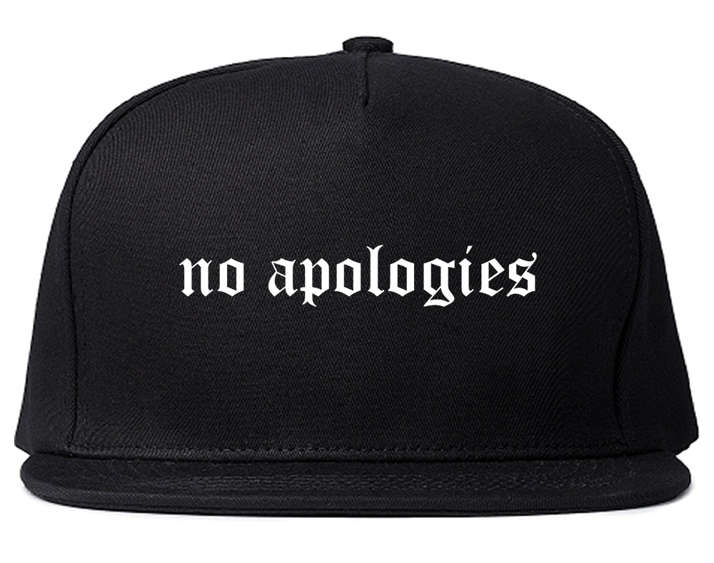 No Apologies Old English Mens Snapback Hat Black