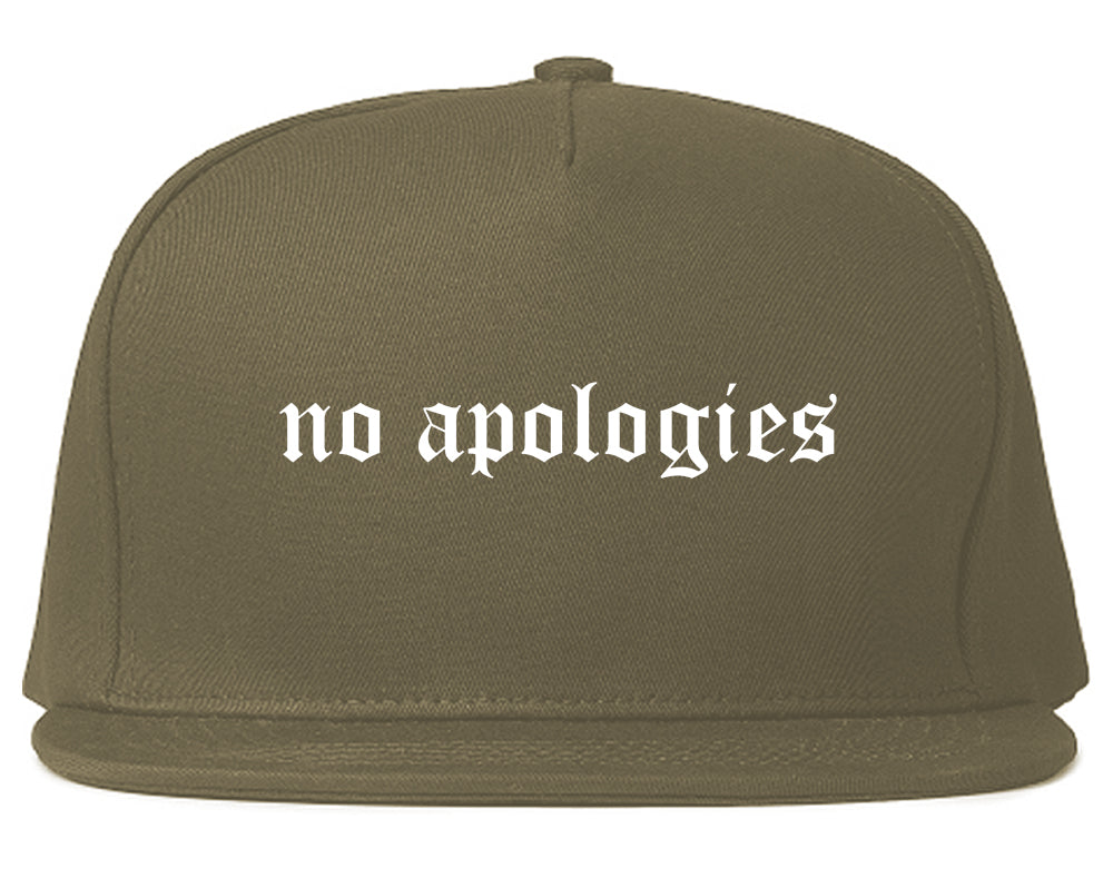 No Apologies Old English Mens Snapback Hat Grey