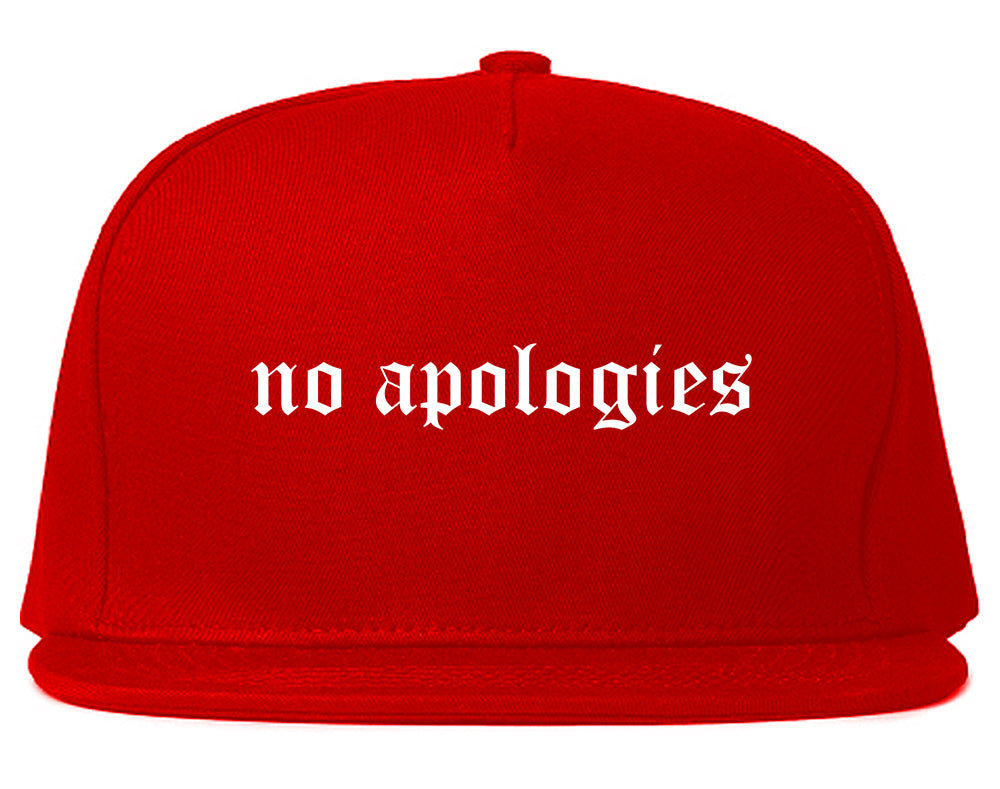 No Apologies Old English Mens Snapback Hat Red