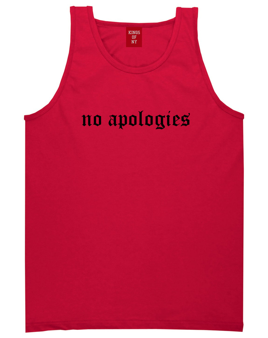 No Apologies Old English Mens Tank Top Shirt Red by Kings Of NY