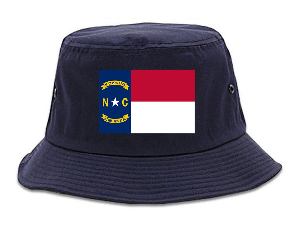 North Carolina State Flag NC Chest Mens Bucket Hat Navy Blue