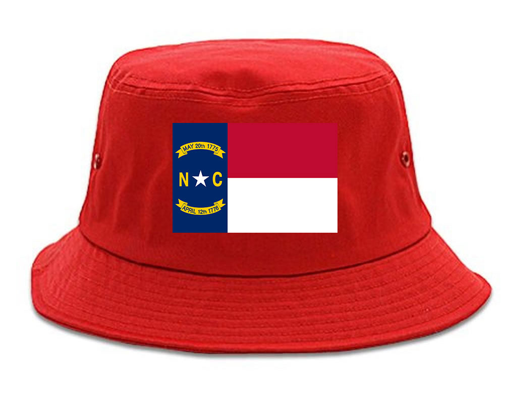 North Carolina State Flag NC Chest Mens Bucket Hat Red