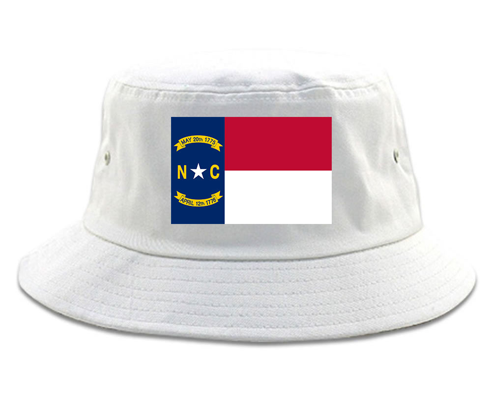 North Carolina State Flag NC Chest Mens Bucket Hat White