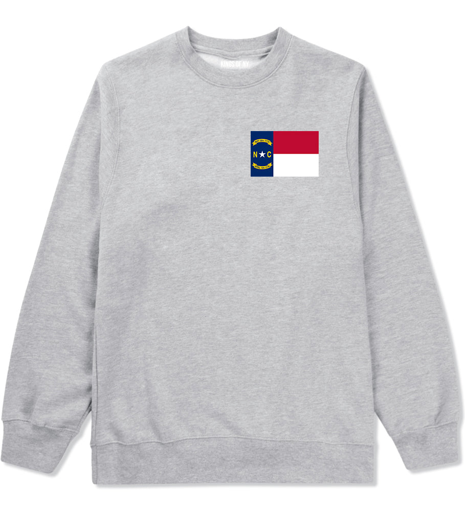 North Carolina State Flag NC Chest Mens Crewneck Sweatshirt Grey