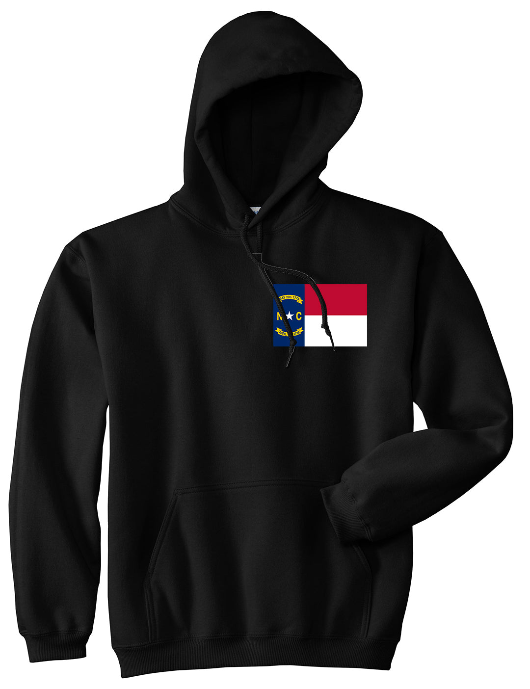 North Carolina State Flag NC Chest Mens Pullover Hoodie Black