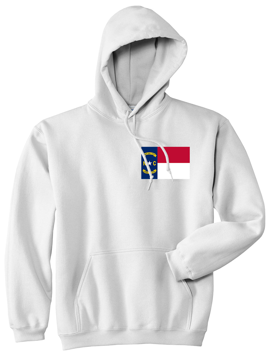 North Carolina State Flag NC Chest Mens Pullover Hoodie White