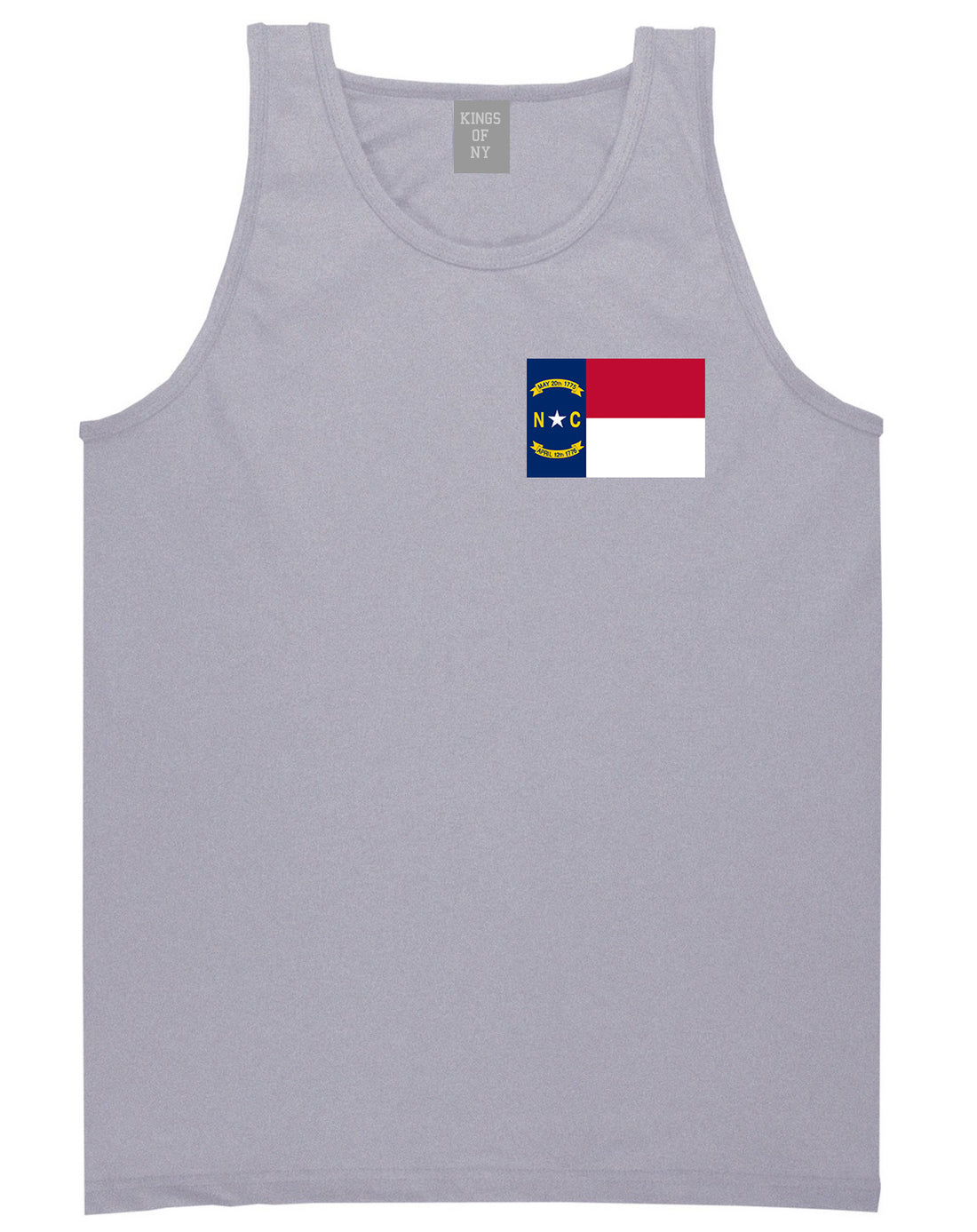 North Carolina State Flag NC Chest Mens Tank Top T-Shirt Grey