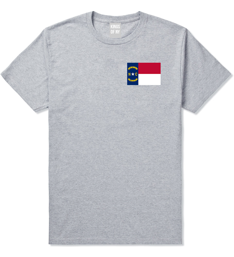 North Carolina State Flag NC Chest Mens T-Shirt Grey