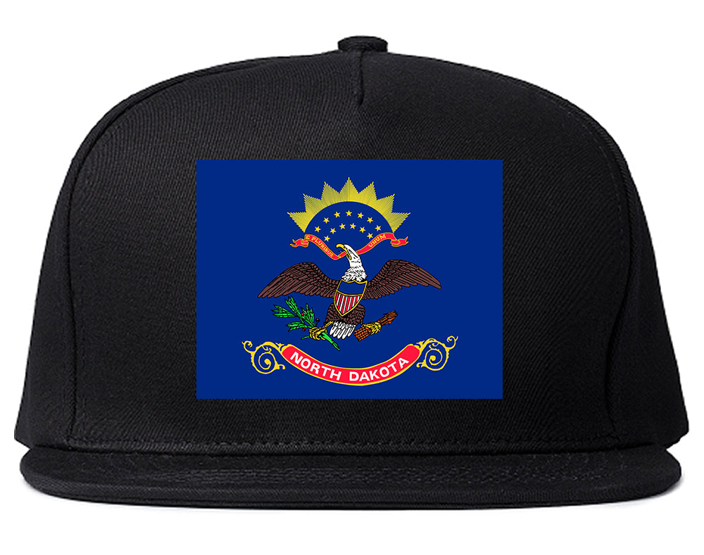 North Dakota State Flag ND Chest Mens Snapback Hat Black