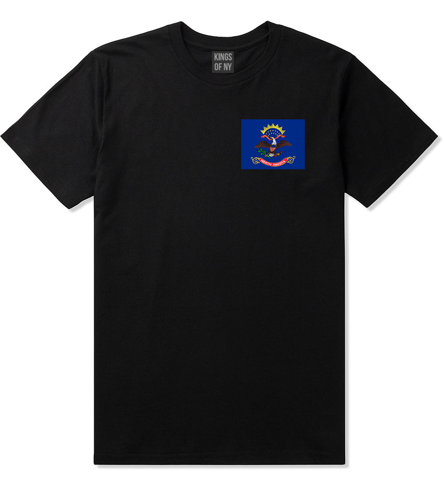 North Dakota State Flag ND Chest Mens T-Shirt Black