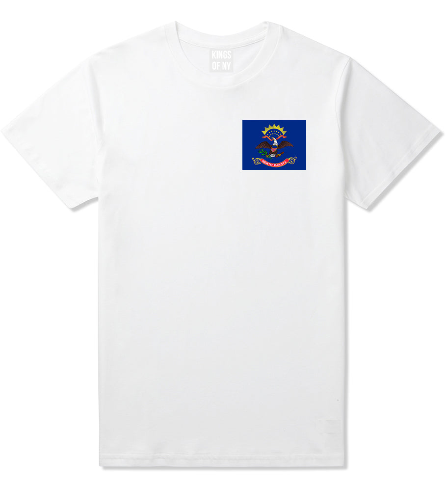 North Dakota State Flag ND Chest Mens T-Shirt White