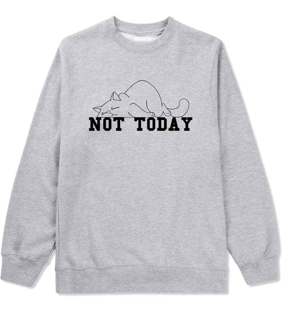 Not Today Sleepy Cat Funny Mens Crewneck Sweatshirt Grey