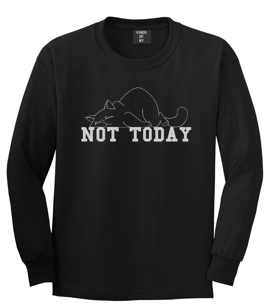 Not Today Sleepy Cat Funny Mens Long Sleeve T-Shirt Black