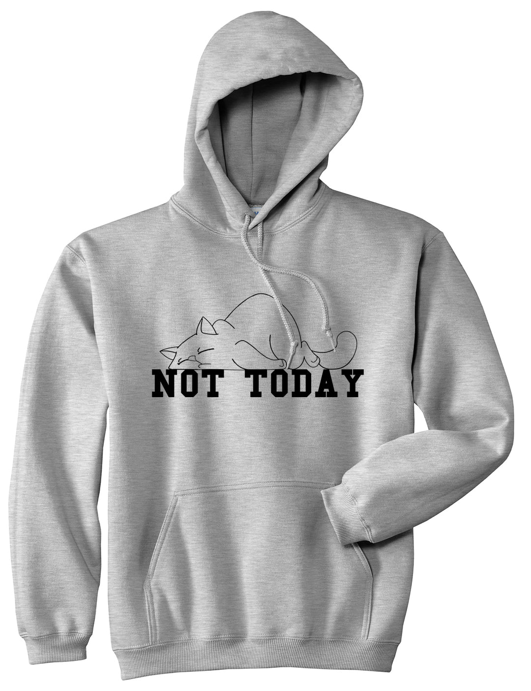 Not Today Sleepy Cat Funny Mens Pullover Hoodie Grey