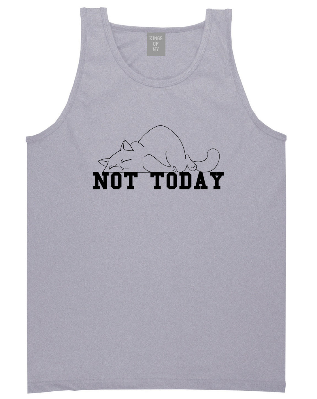 Not Today Sleepy Cat Funny Mens Tank Top T-Shirt Grey