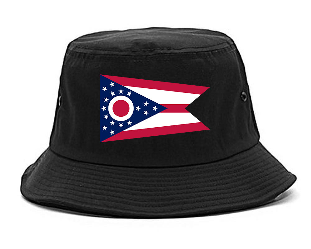 Ohio State Flag OH Chest Mens Bucket Hat Black