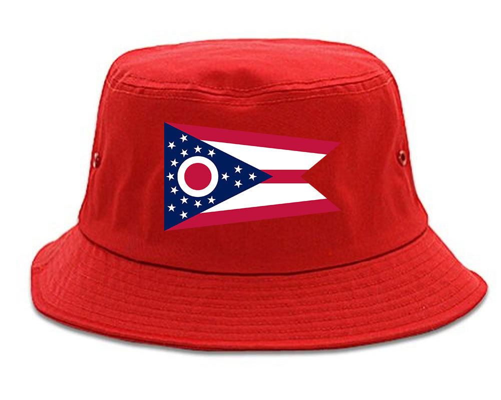 Ohio State Flag OH Chest Mens Bucket Hat Red