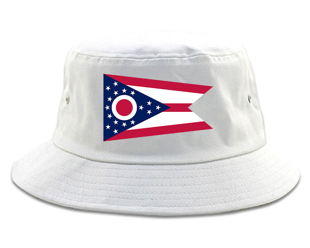 Ohio State Flag OH Chest Mens Bucket Hat White