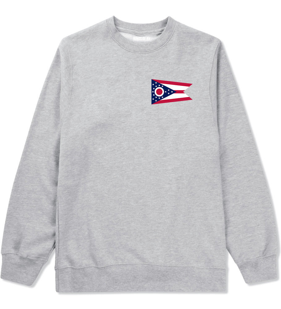 Ohio State Flag OH Chest Mens Crewneck Sweatshirt Grey