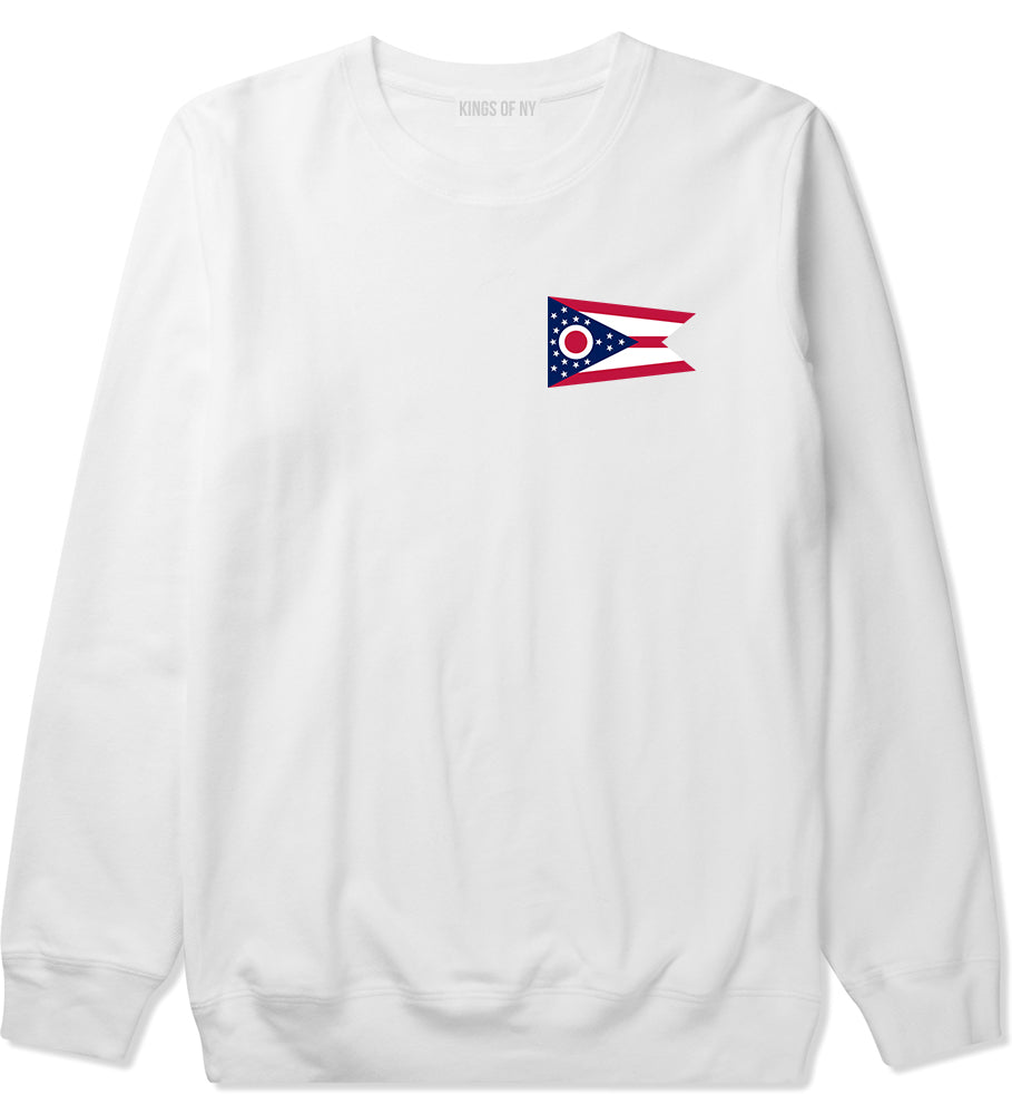 Ohio State Flag OH Chest Mens Crewneck Sweatshirt White