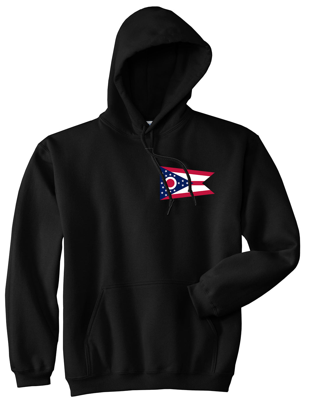 Ohio State Flag OH Chest Mens Pullover Hoodie Black