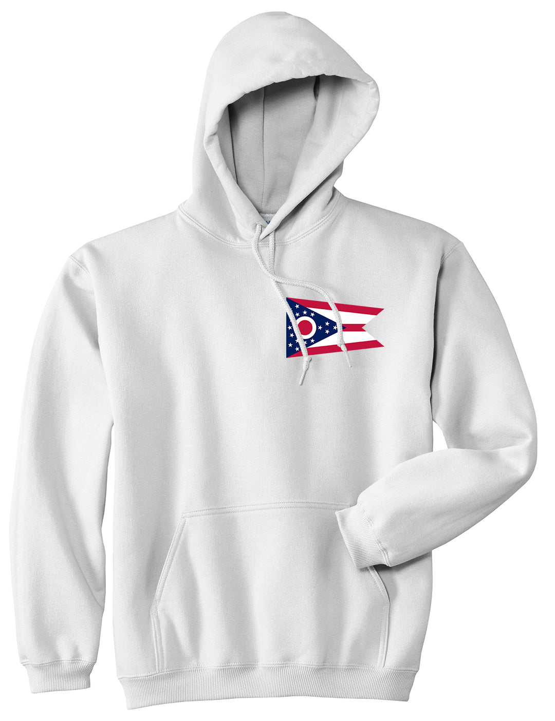 Ohio State Flag OH Chest Mens Pullover Hoodie White
