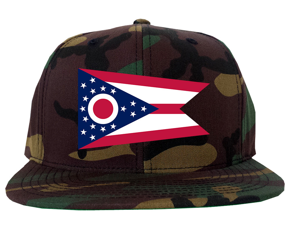 Ohio State Flag OH Chest Mens Snapback Hat Army Camo