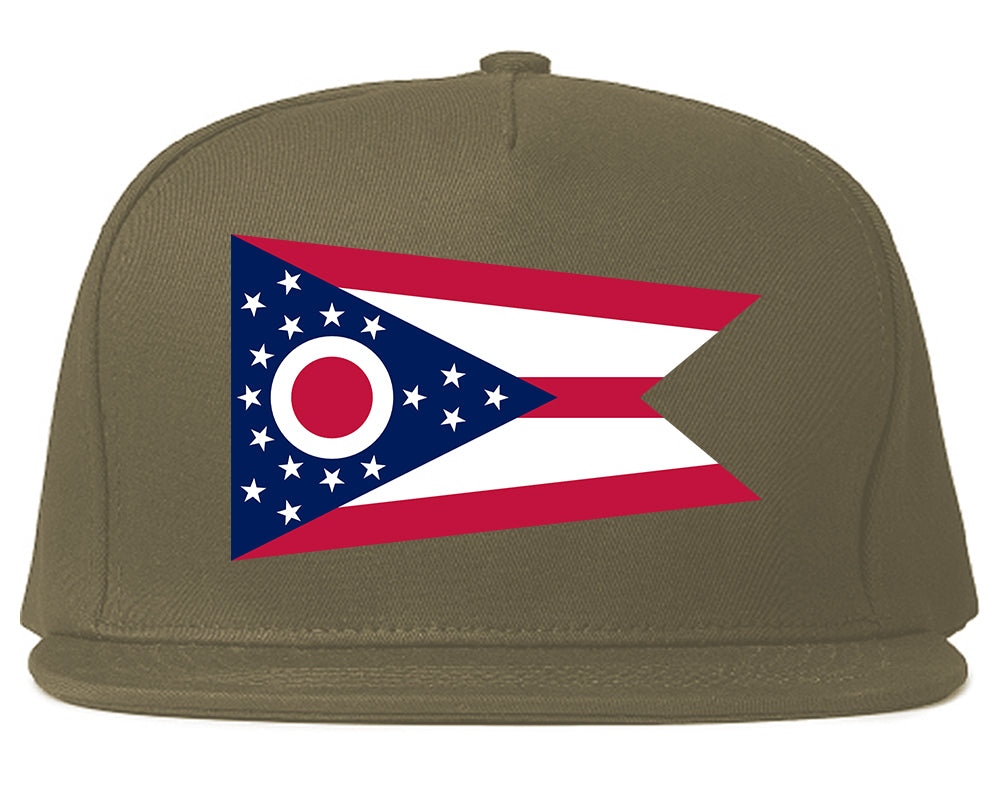 Ohio State Flag OH Chest Mens Snapback Hat Grey