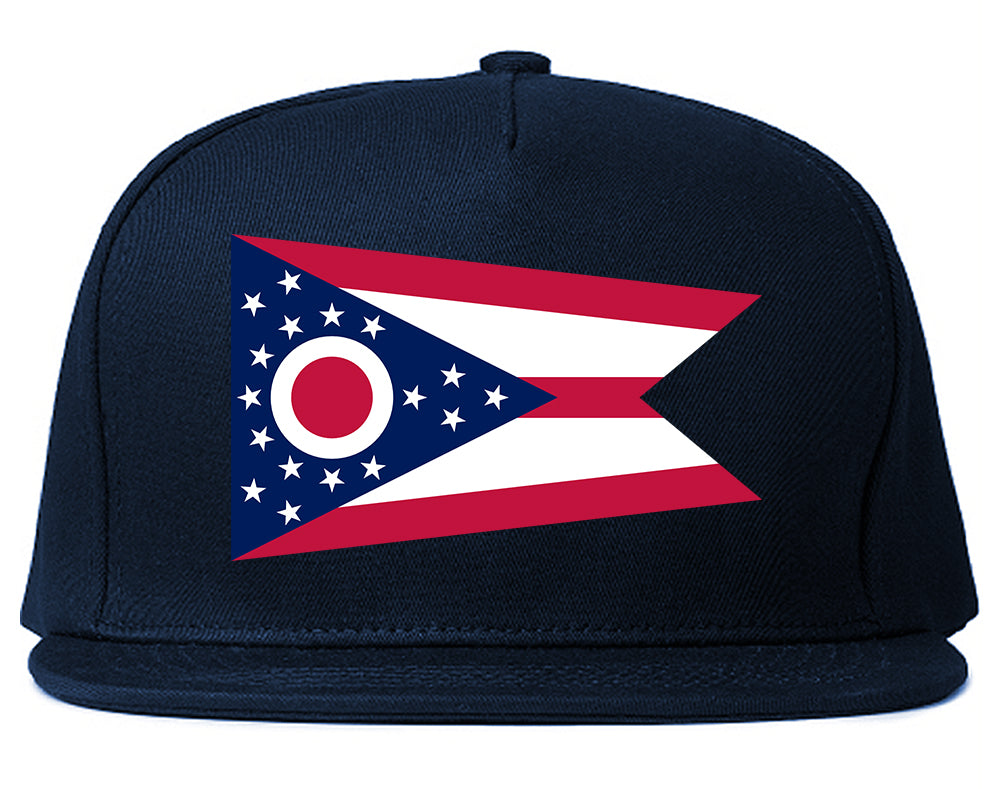 Ohio State Flag OH Chest Mens Snapback Hat Navy Blue