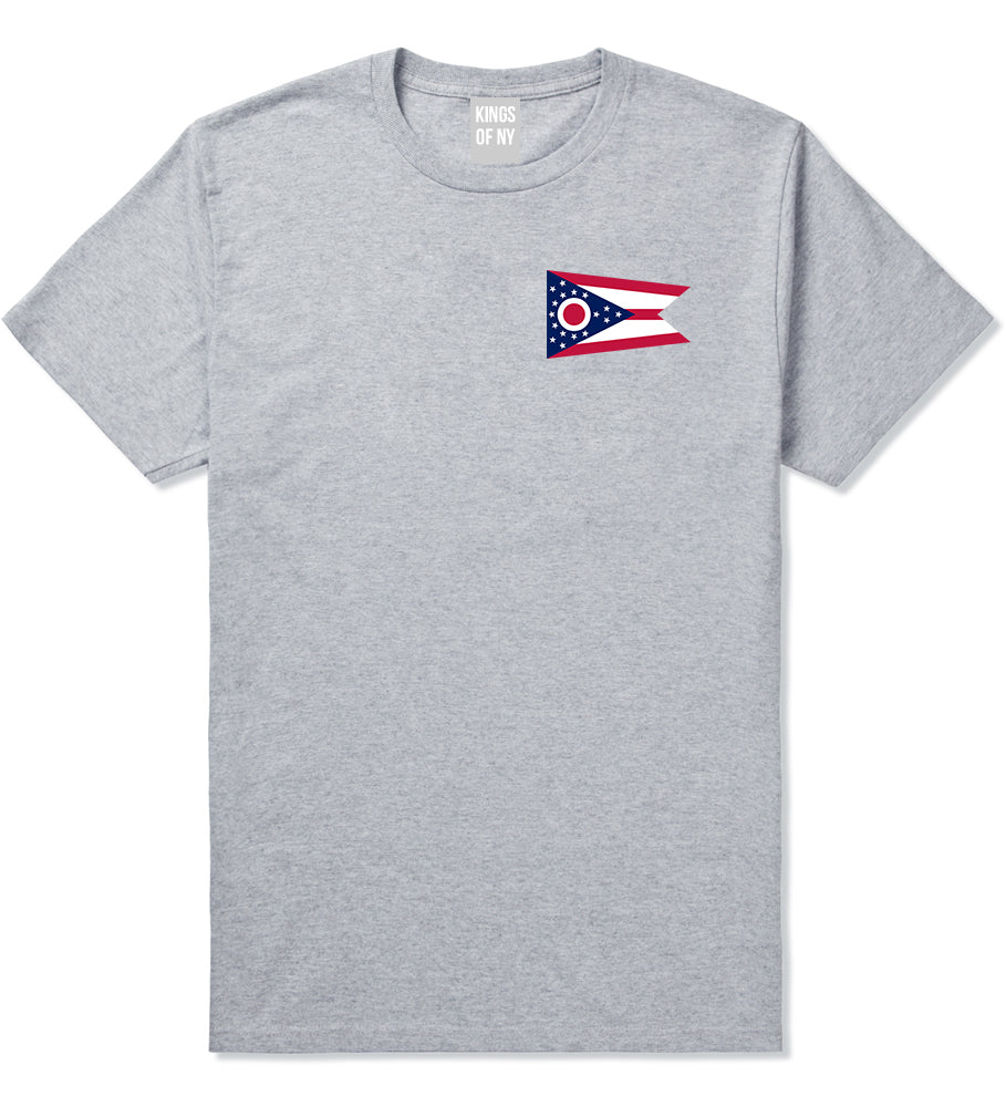 Ohio State Flag OH Chest Mens T-Shirt Grey