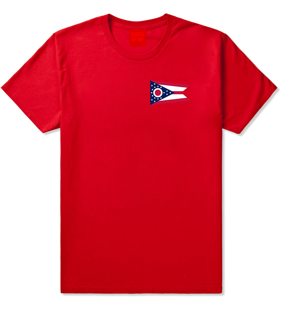 Ohio State Flag OH Chest Mens T-Shirt Red