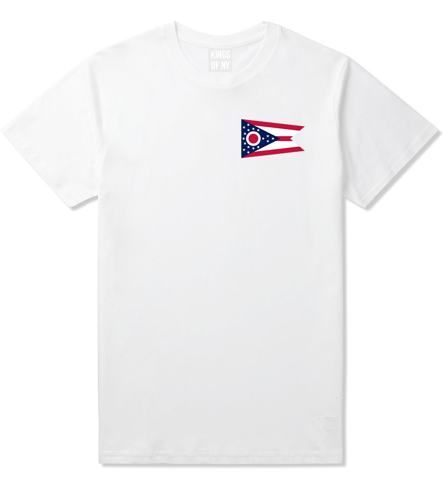 Ohio State Flag OH Chest Mens T-Shirt White
