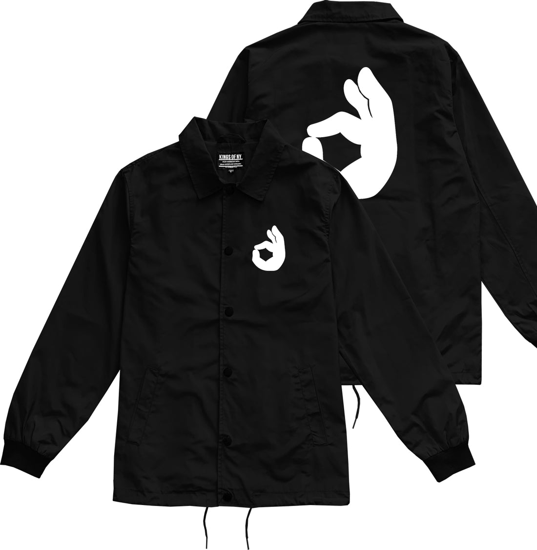 Okay Emoji Chest Black Coaches Jacket by Kings Of NY