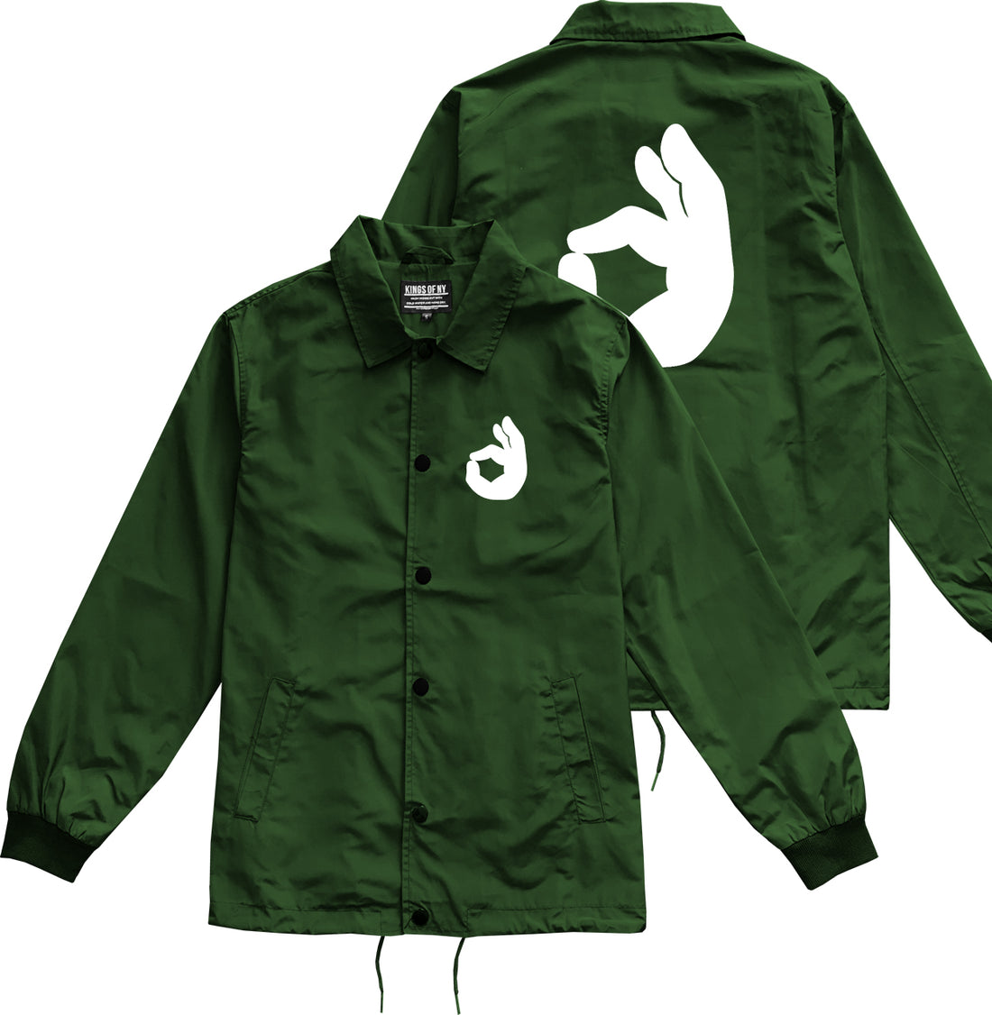 Okay Emoji Chest Green Coaches Jacket by Kings Of NY