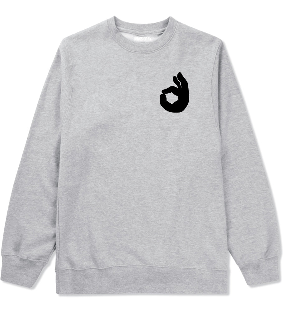 Okay Emoji Chest Grey Crewneck Sweatshirt by Kings Of NY