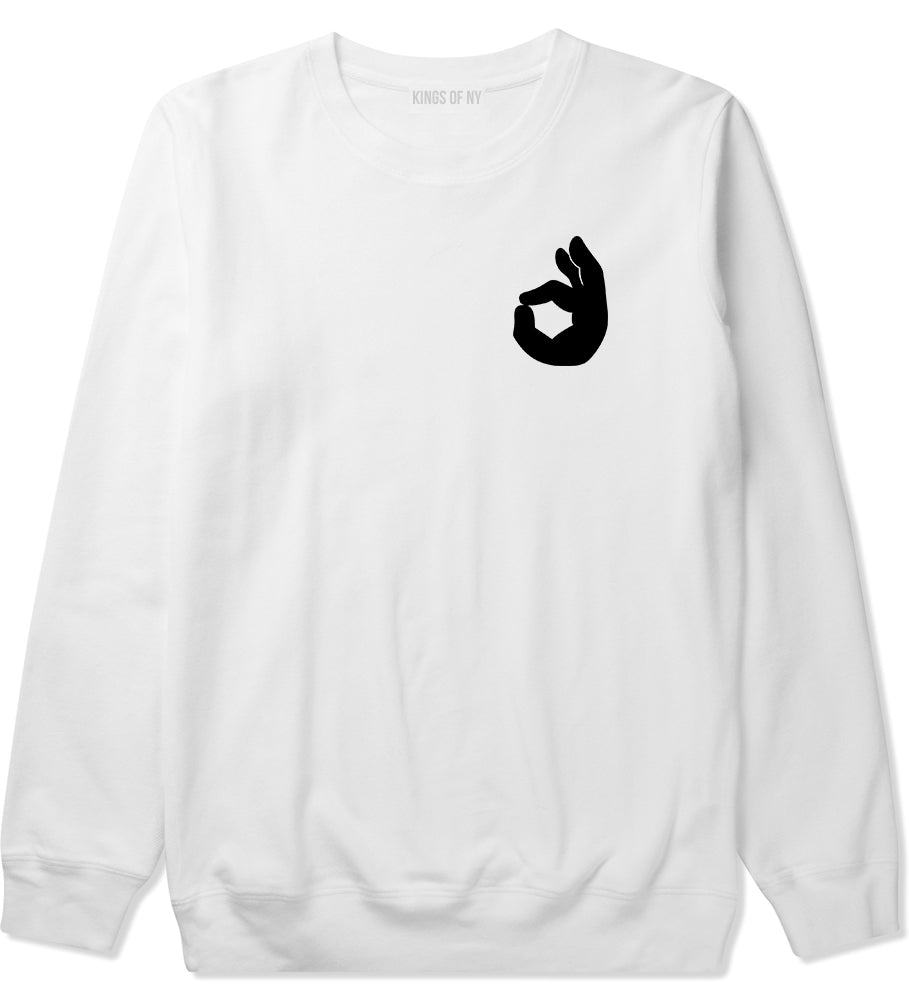 Okay Emoji Chest White Crewneck Sweatshirt by Kings Of NY