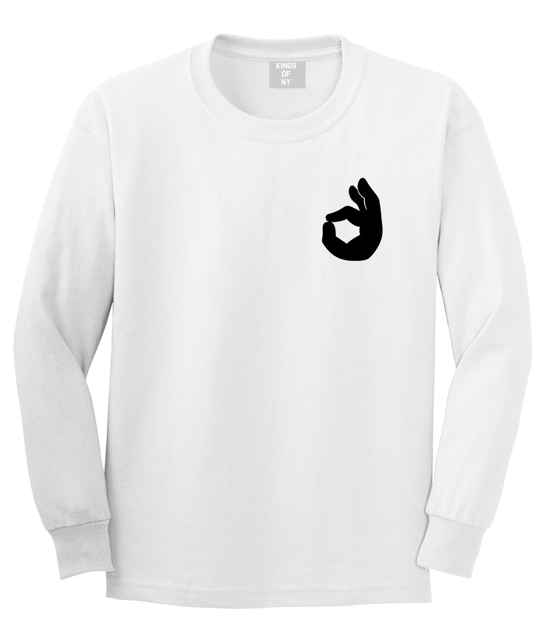 Okay Emoji Chest White Long Sleeve T-Shirt by Kings Of NY