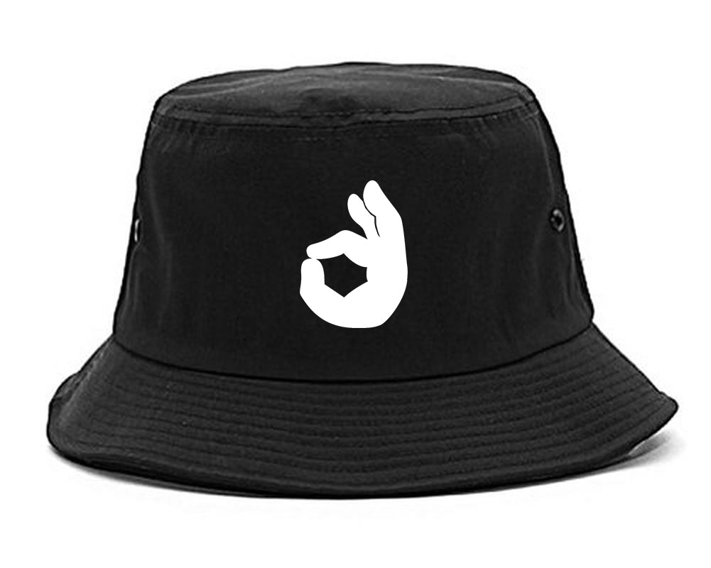 Okay Emoji Chest Bucket Hat Black