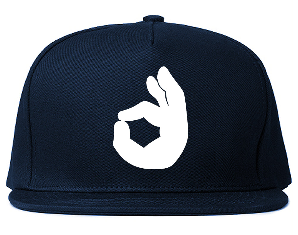 Okay Emoji Chest Snapback Hat Blue