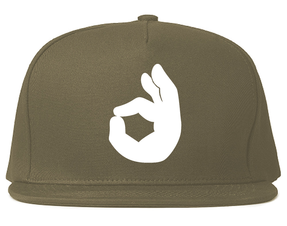 Okay Emoji Chest Snapback Hat Grey