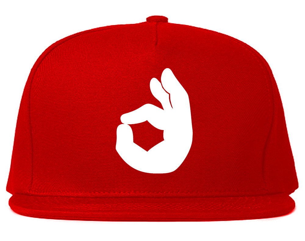 Okay Emoji Chest Snapback Hat Red
