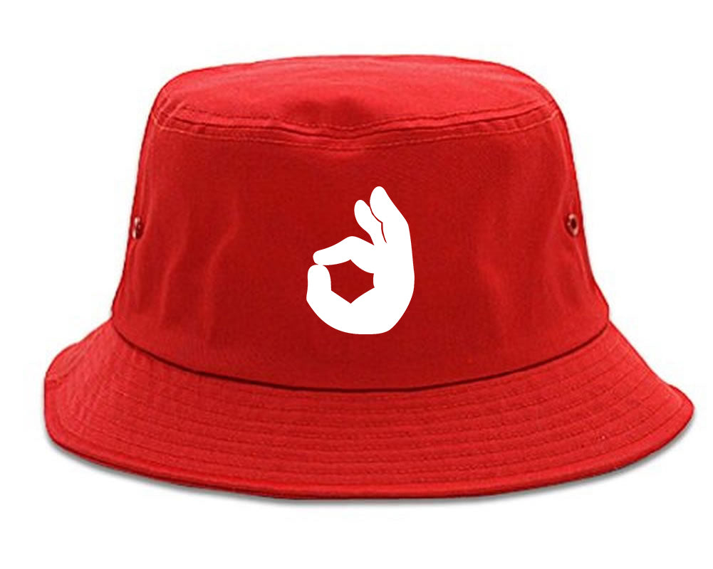 Okay Emoji Chest Bucket Hat Red
